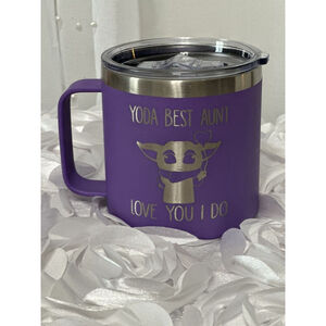 Yoda Best Aunt, Love You i Do. Purple Stainless Steel Engraved Coffee Mug.